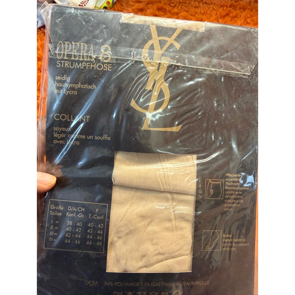 Yves Saint Laurent Opera 8 Tights Skin Sheer Stockings Vintage YSL Size II NEW
